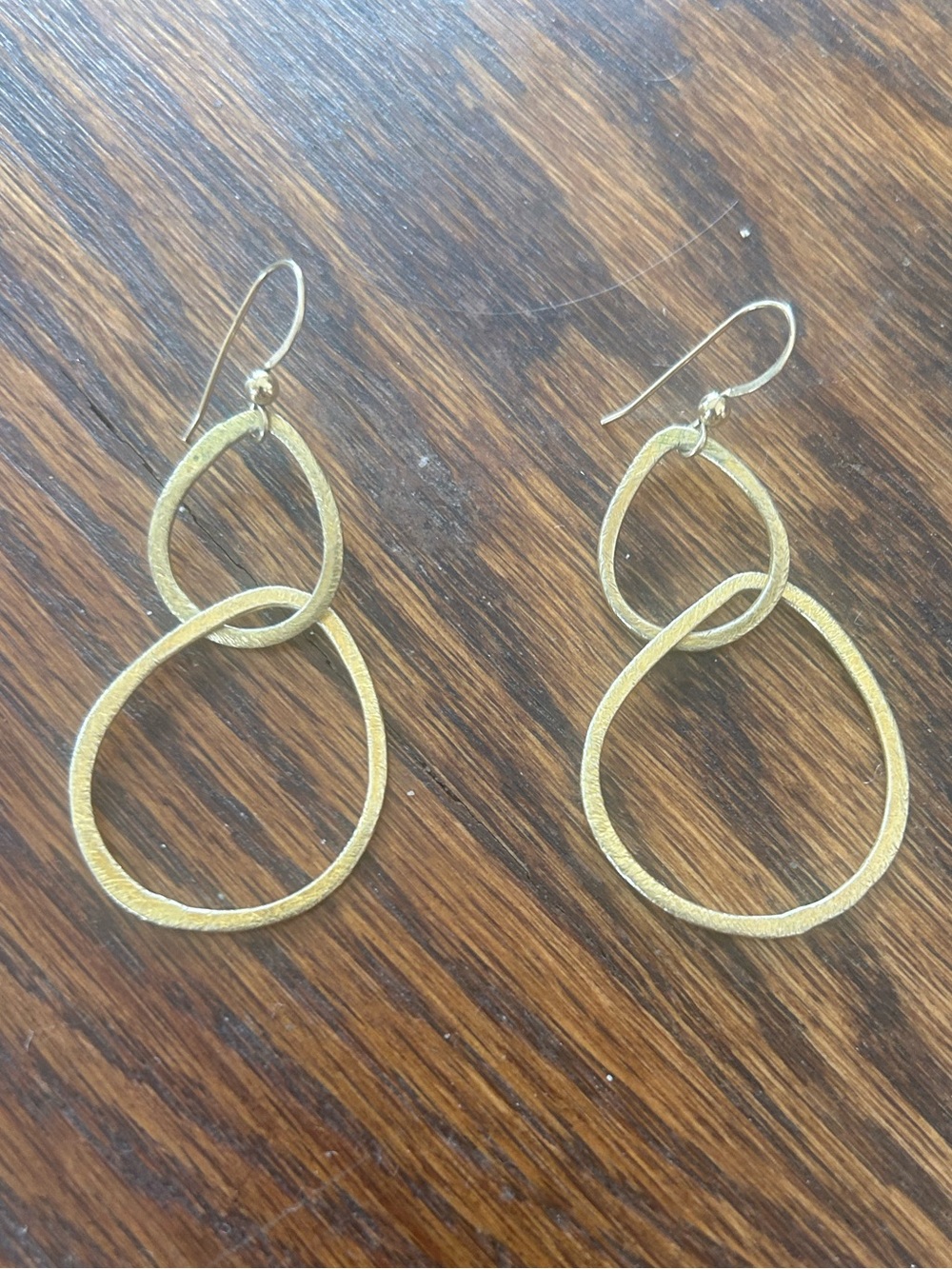 Gold Double Loop Drop Earrings